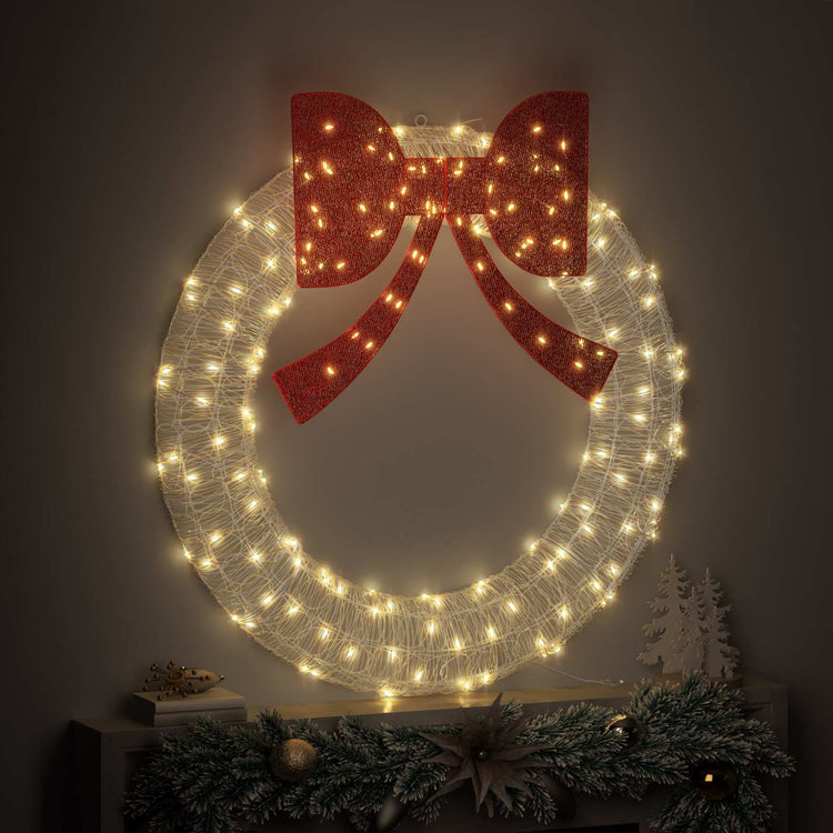 Vidaxl krans met 150 led warmwit 120 cm acryl