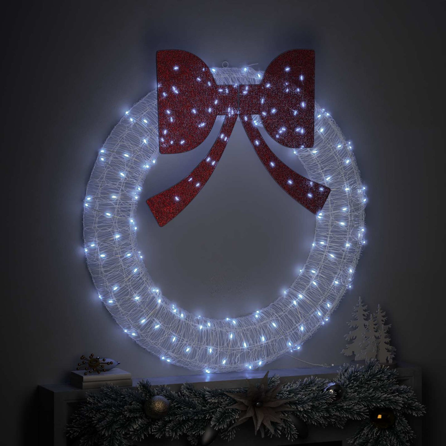 Vidaxl krans met 150 led koudwit 120 cm acryl
