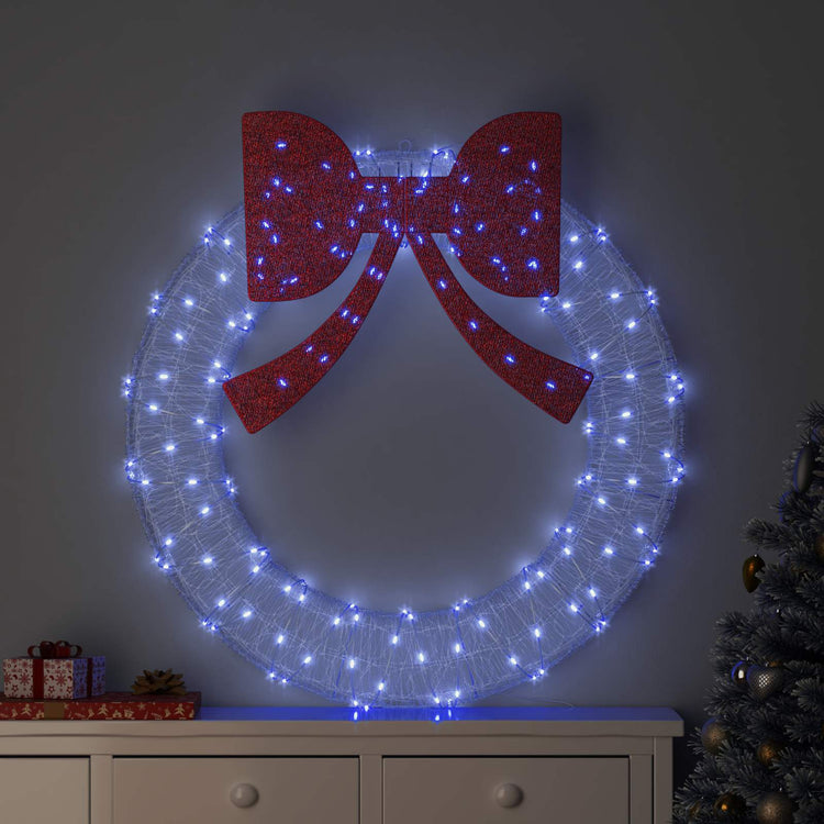 Vidaxl krans met 150 led blauw 120 cm acryl