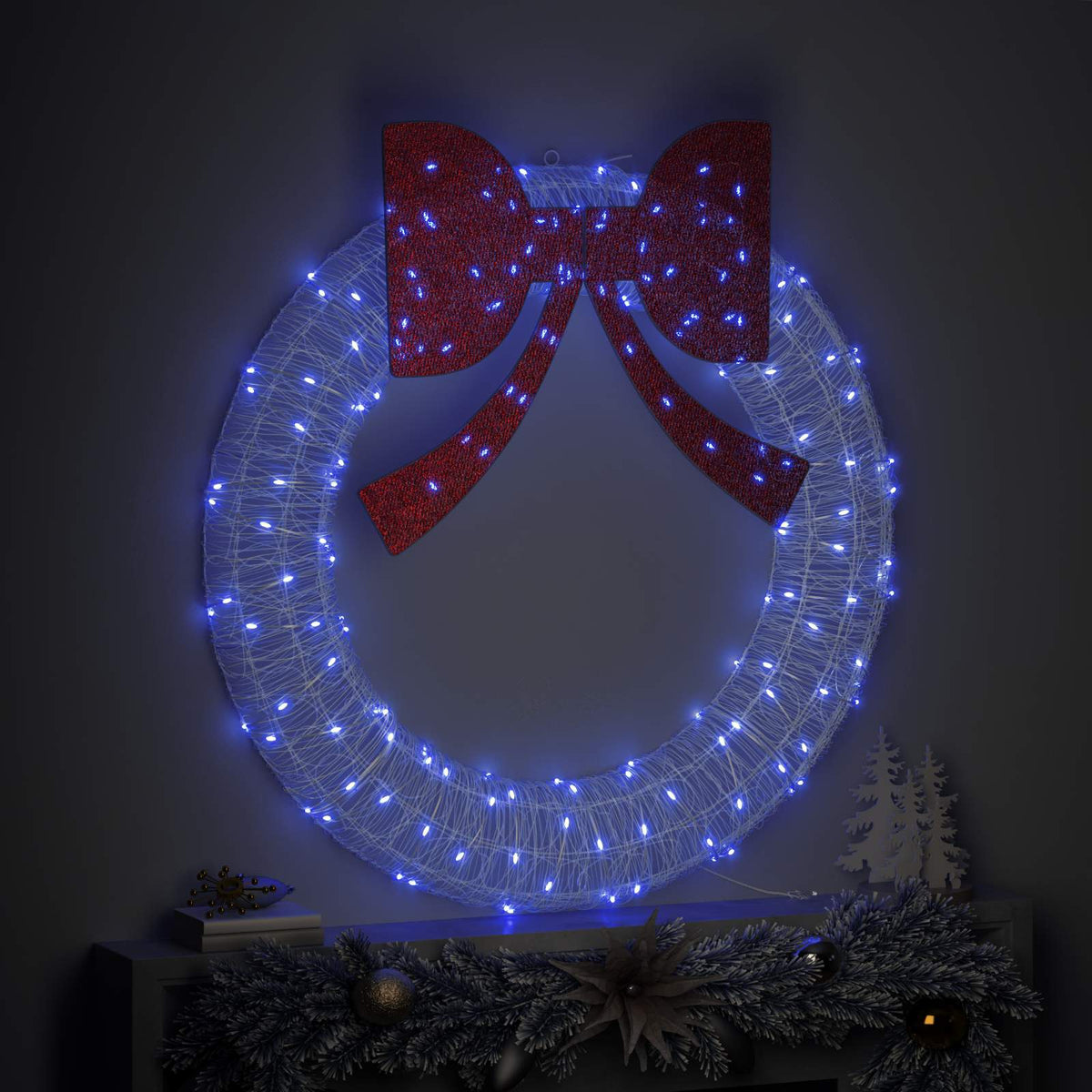 Vidaxl krans met 150 led blauw 120 cm acryl