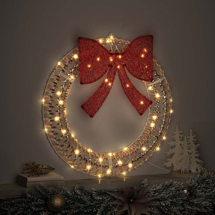 Vidaxl krans met 60 led warmwit 76 x 76 x 8 cm pet