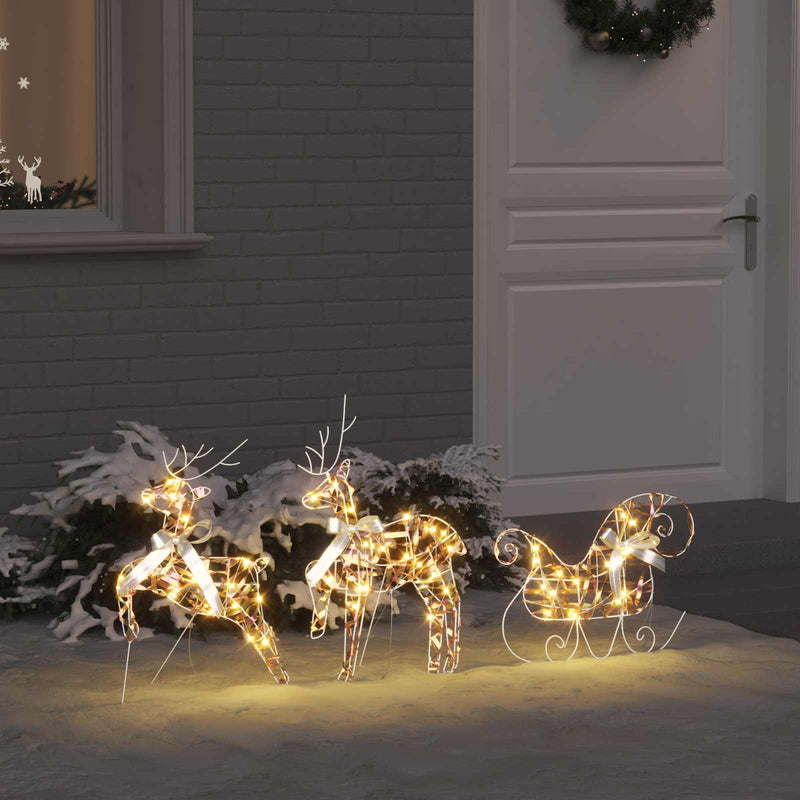 Vidaxl led rendieren met 60 led 3 pcs warmwit pet