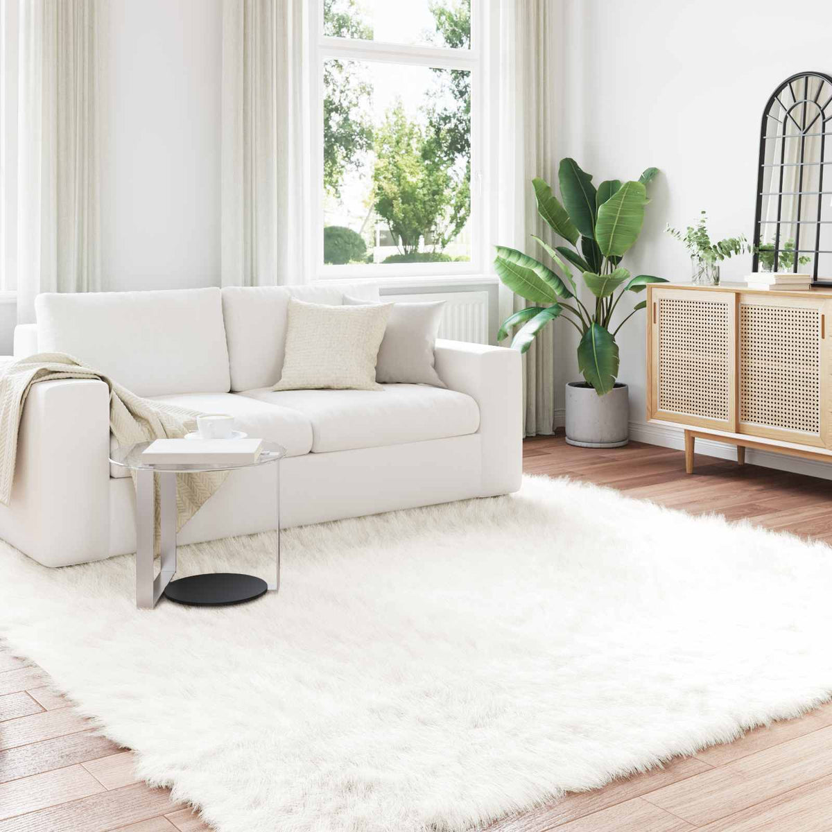 Vidaxl tapijt van imitatie tafalla wit 240 x 240 cm polyester