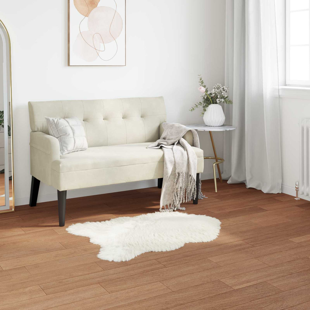 Vidaxl nep schapenvacht tapijt tafalla wit 80 x 120 cm polyester