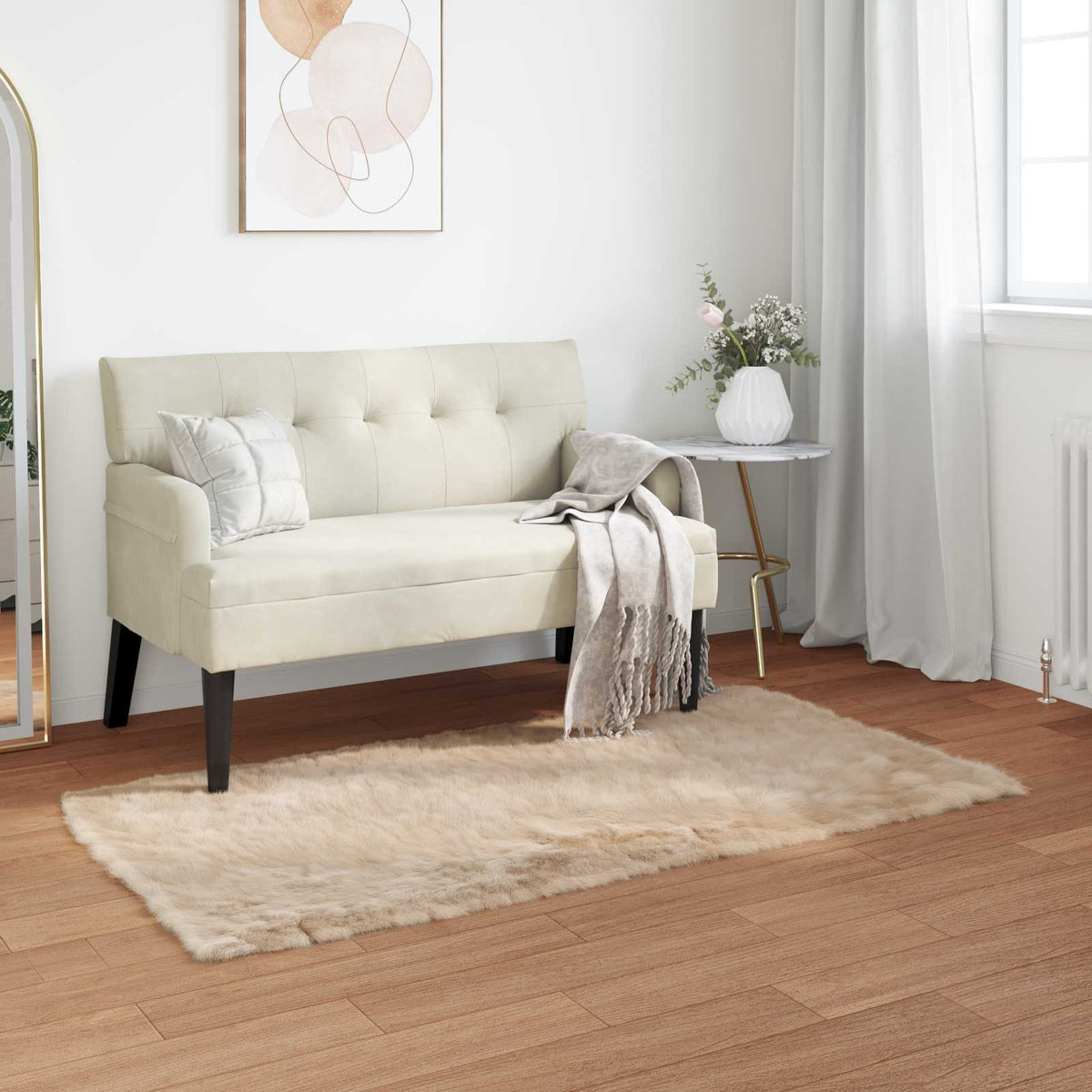 Vidaxl tapijt van imitatie tafalla beige 60 x 110 cm polyester
