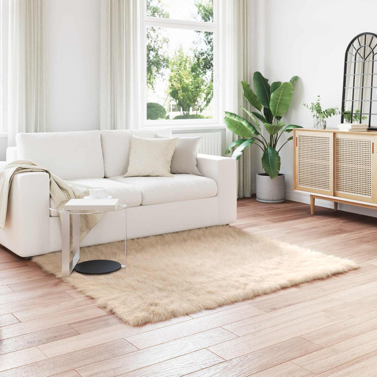 Vidaxl tapijt van imitatie tafalla beige 120 x 120 cm polyester