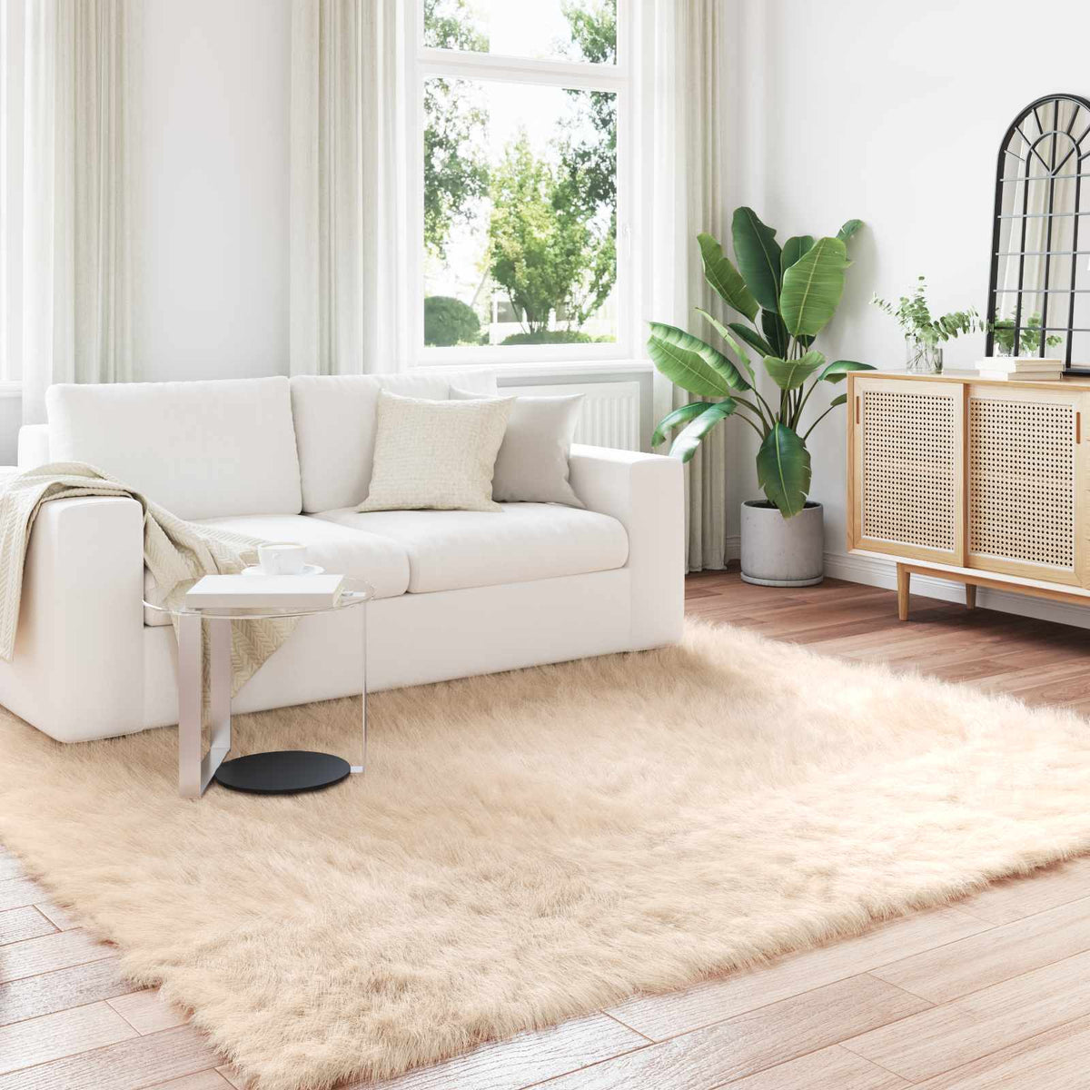 Vidaxl tapijt van imitatie tafalla beige 200 x 200 cm polyester