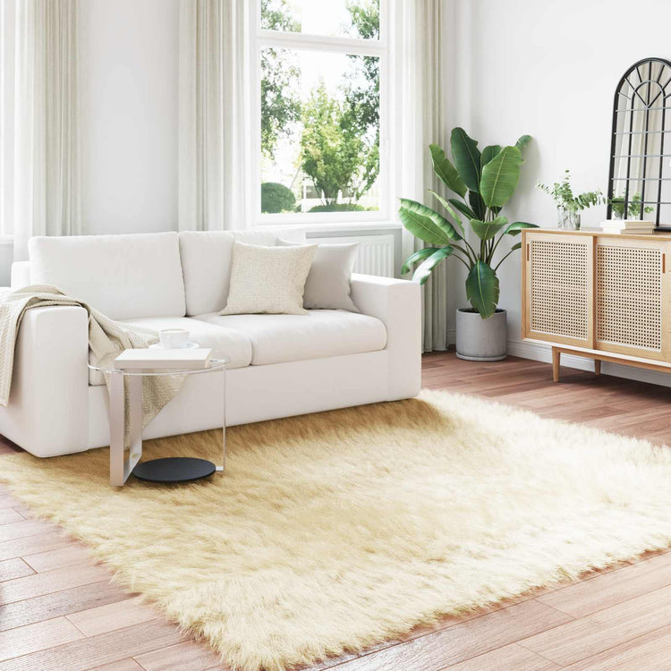Vidaxl tapijt van imitatie tafalla crèmekleurig 240 x 240 cm polyester