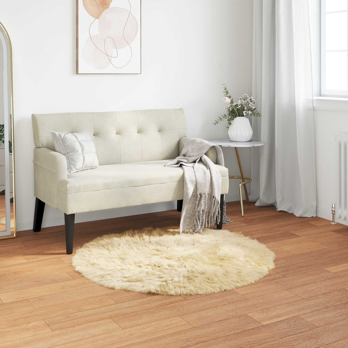 Vidaxl nep schapenvacht tapijt tafalla crème ø 80 cm polyester