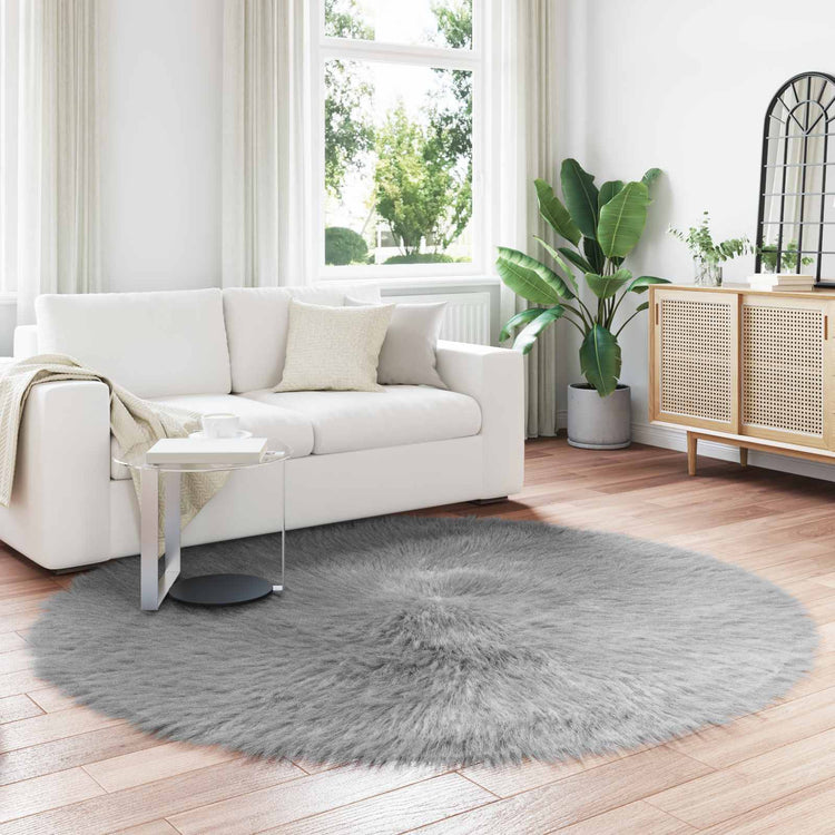 Vidaxl nep schapenvacht tapijt tafalla grijs ø 200 cm polyester