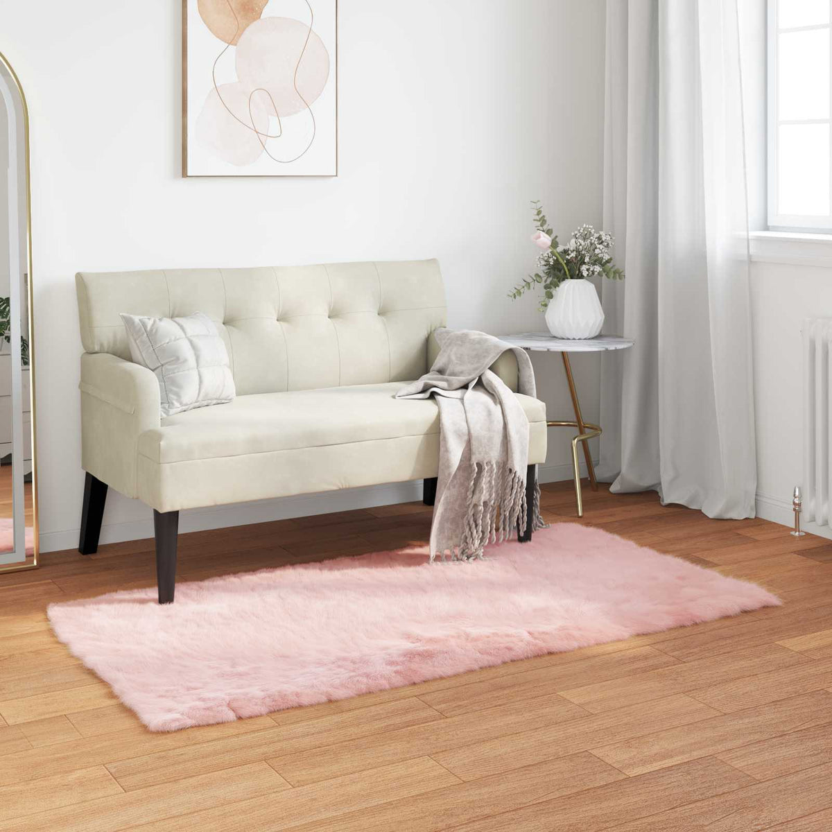Vidaxl tapijt van imitatie tafalla roze 80 x 150 cm polyester