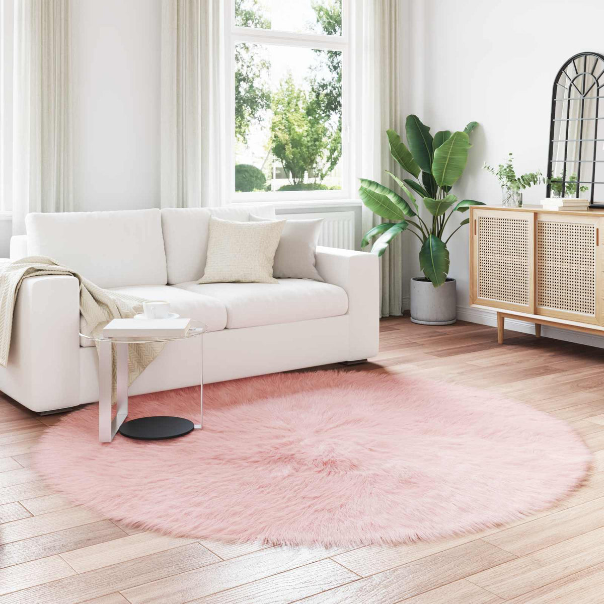 Vidaxl tapijt van imitatie tafalla roze ø 160 cm polyester