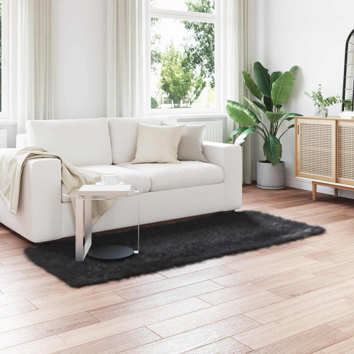 Vidaxl tapijt van imitatie tafalla zwart 80 x 200 cm polyester