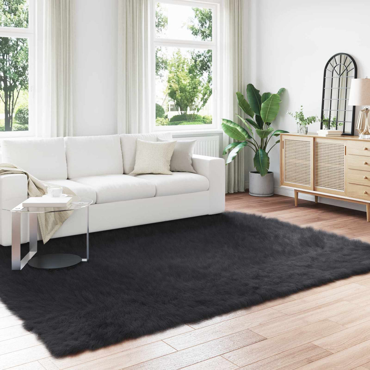 Vidaxl tapijt van imitatie tafalla zwart 200 x 280 cm polyester
