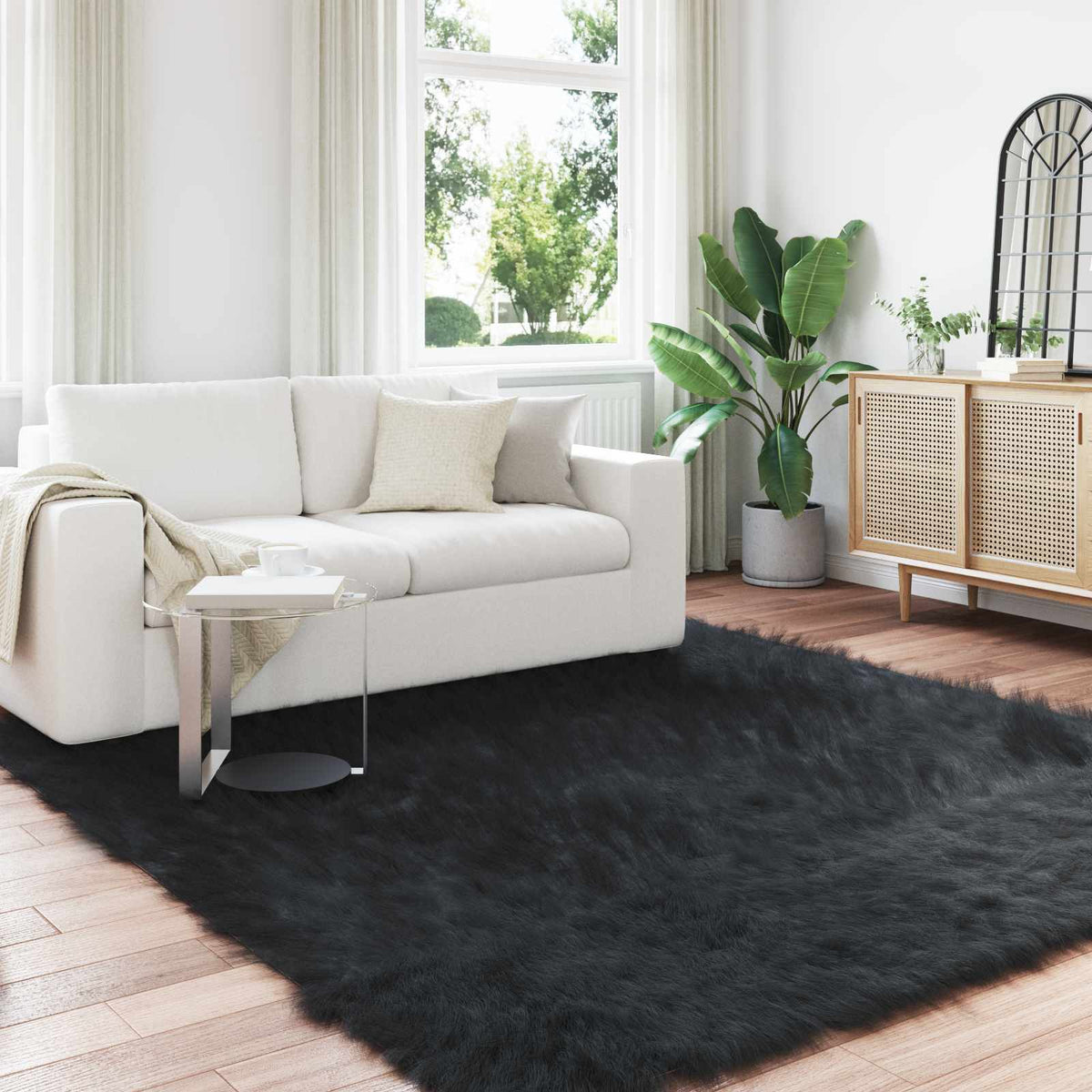 Vidaxl tapijt van imitatie tafalla zwart 240 x 240 cm polyester