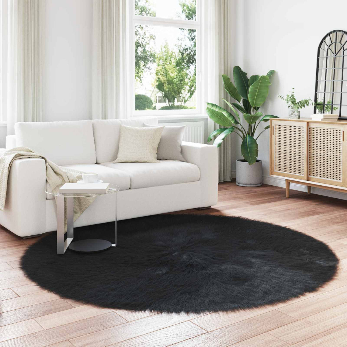 Vidaxl tapijt van imitatie tafalla zwart ø 160 cm polyester