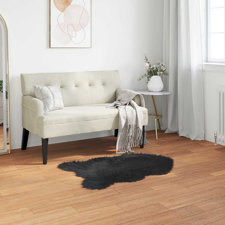 Vidaxl nep schapenvacht tapijt tafalla zwart 80 x 120 cm polyester