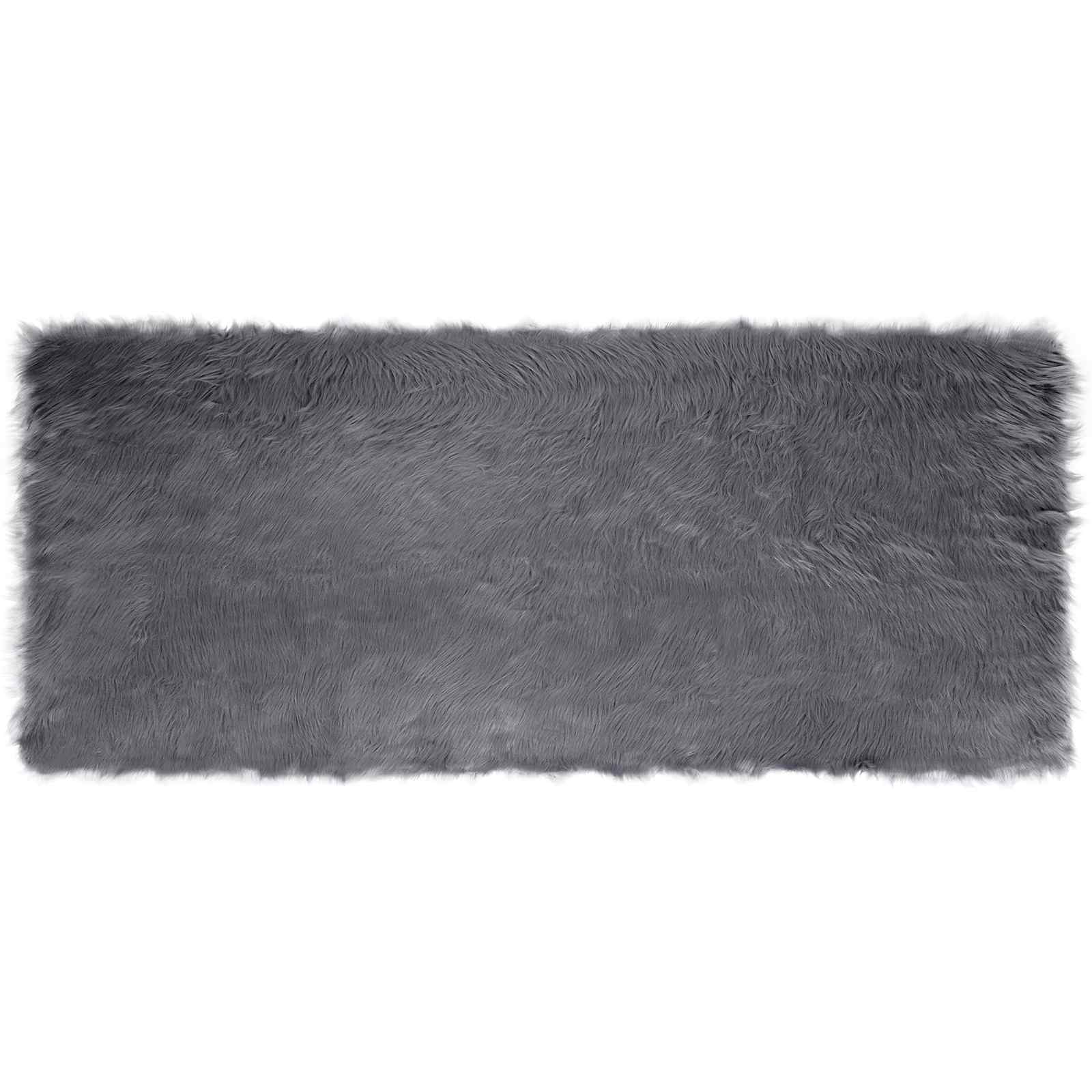 Vidaxl nep schapenvacht tapijt tafalla antraciet 80 x 200 cm polyester