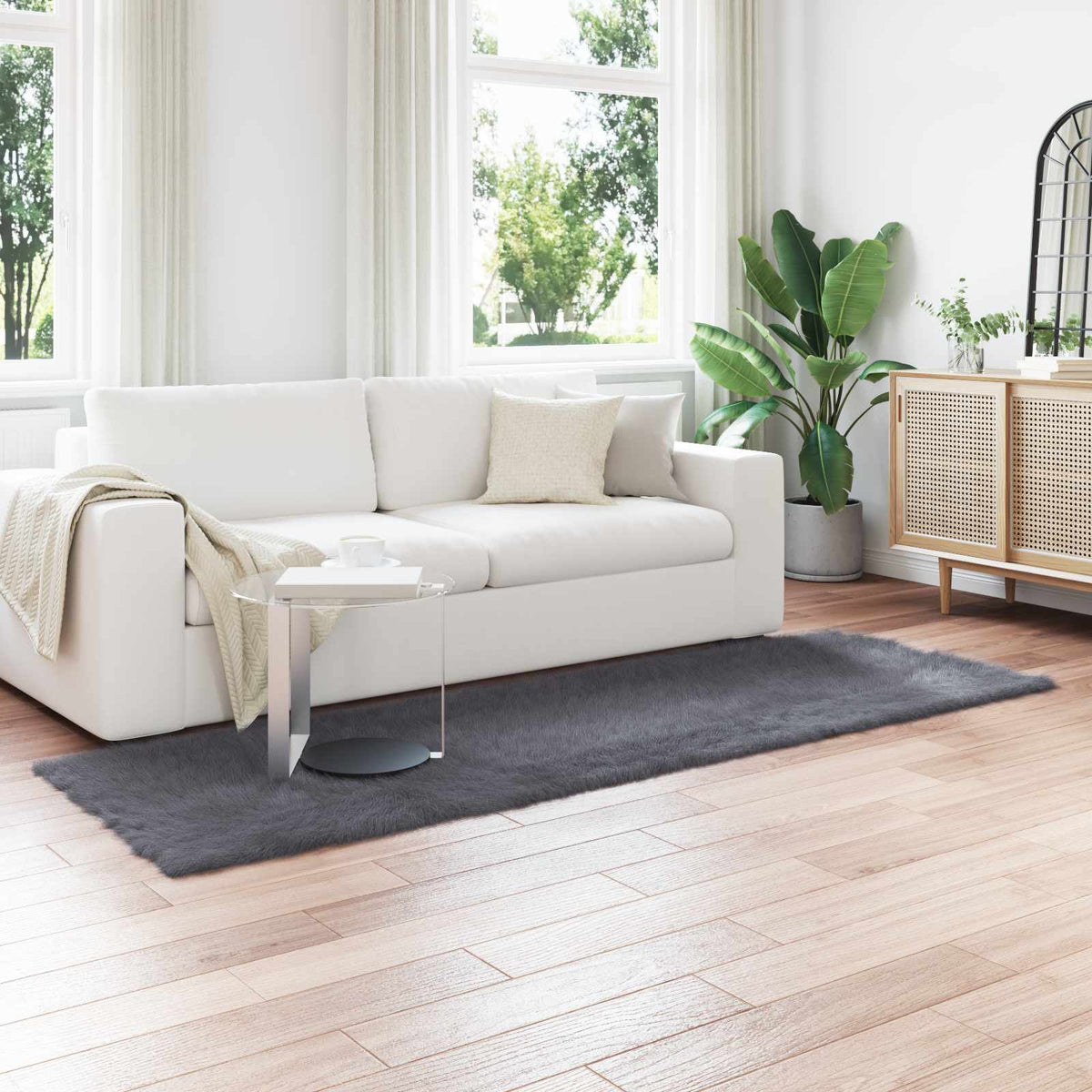Vidaxl tapijt van imitatie tafalla antracietkleurig 80 x 250 cm