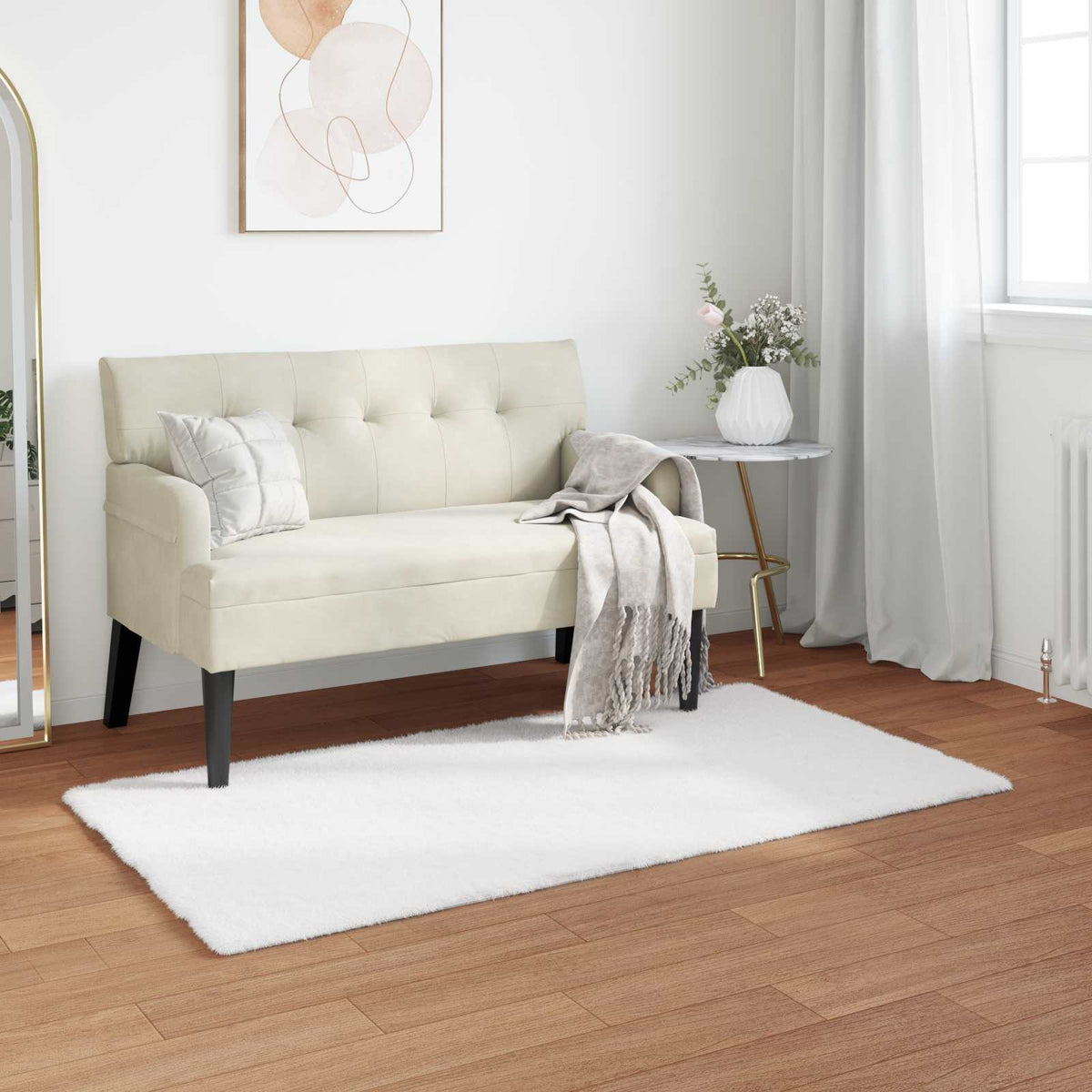 Vidaxl nep konijnenbont tapijt olite wit 80 x 150 cm polyester