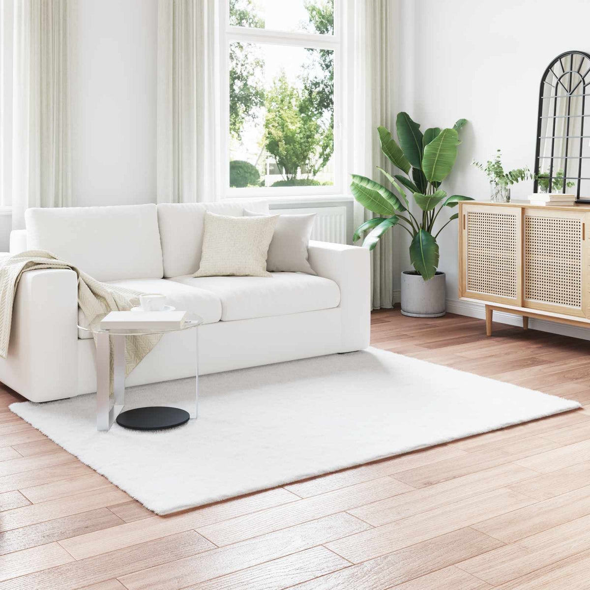 Vidaxl antislip vloerkleed van imitatie konijnenbont olite wit