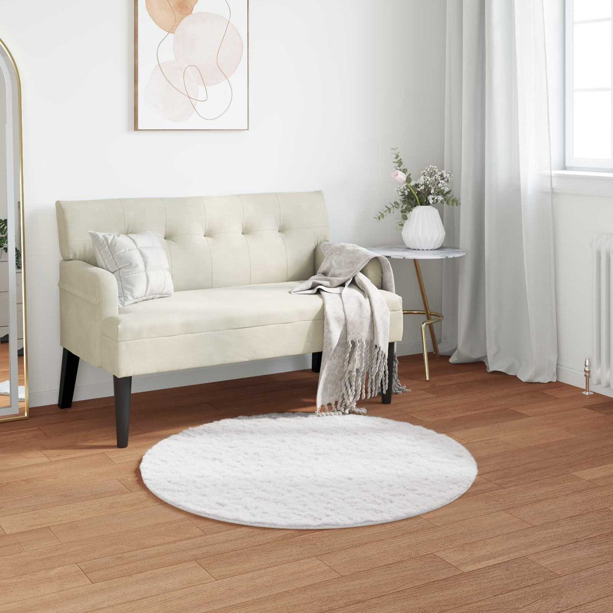 Vidaxl nep konijnenbont tapijt olite wit ø 80 cm polyester