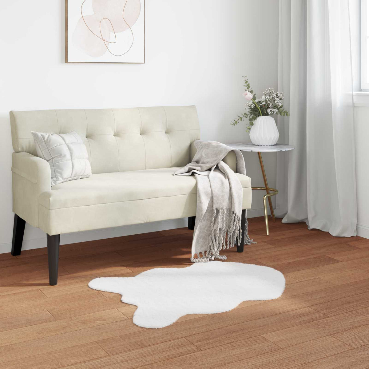 Vidaxl antislip vloerkleed van imitatie konijnenbont olite wit