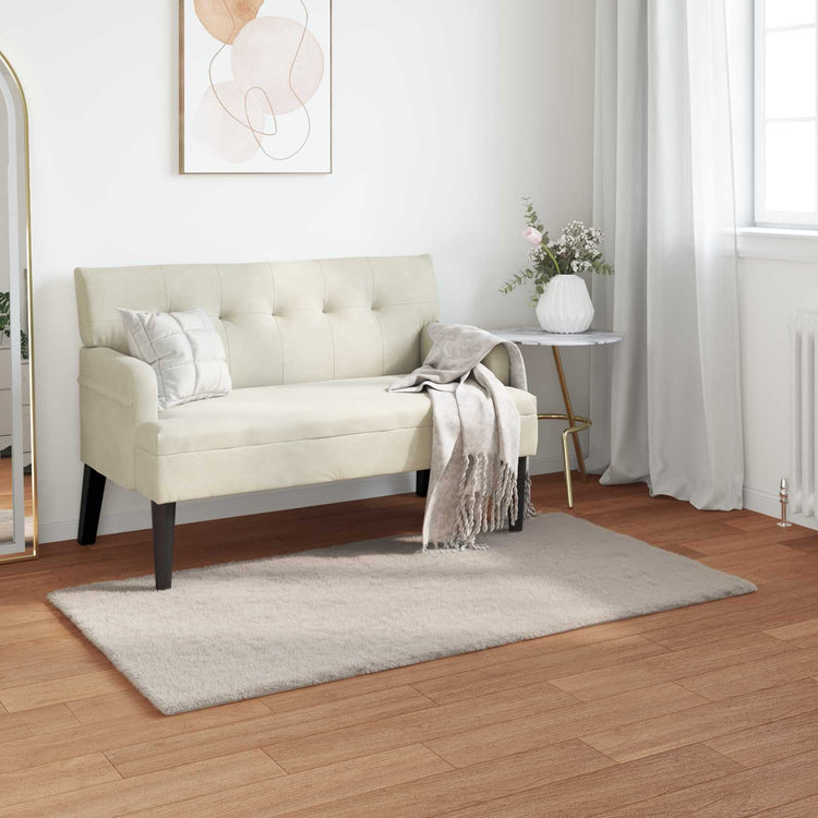 Vidaxl antislip vloerkleed van imitatie konijnenbont olite beige