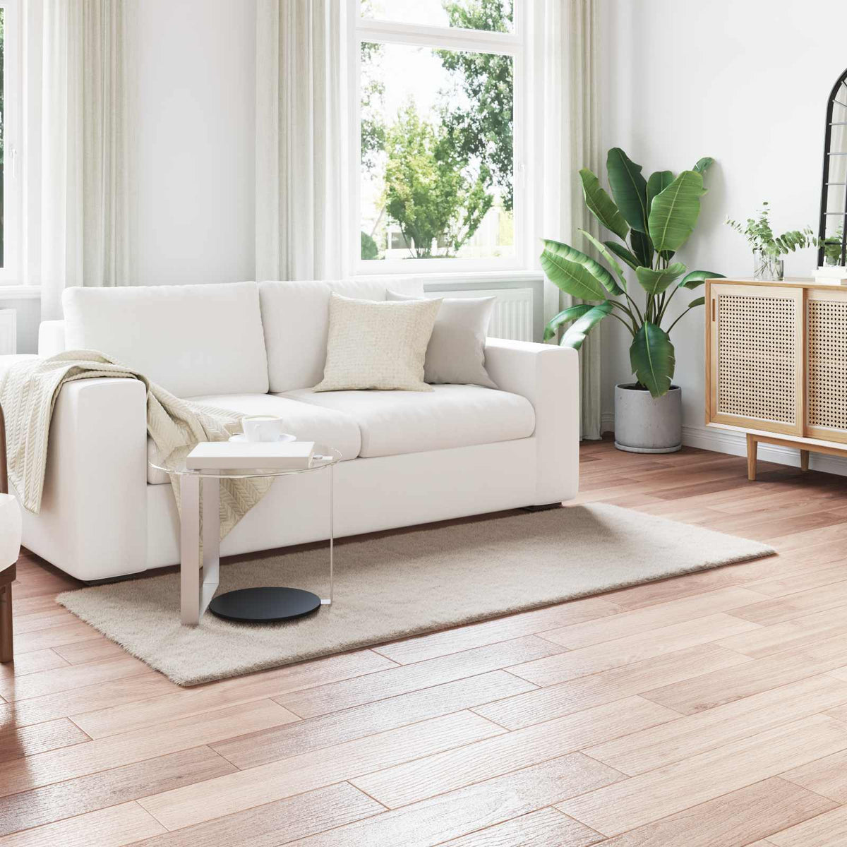 Vidaxl nep konijnenbont tapijt olite beige 100 x 200 cm polyester
