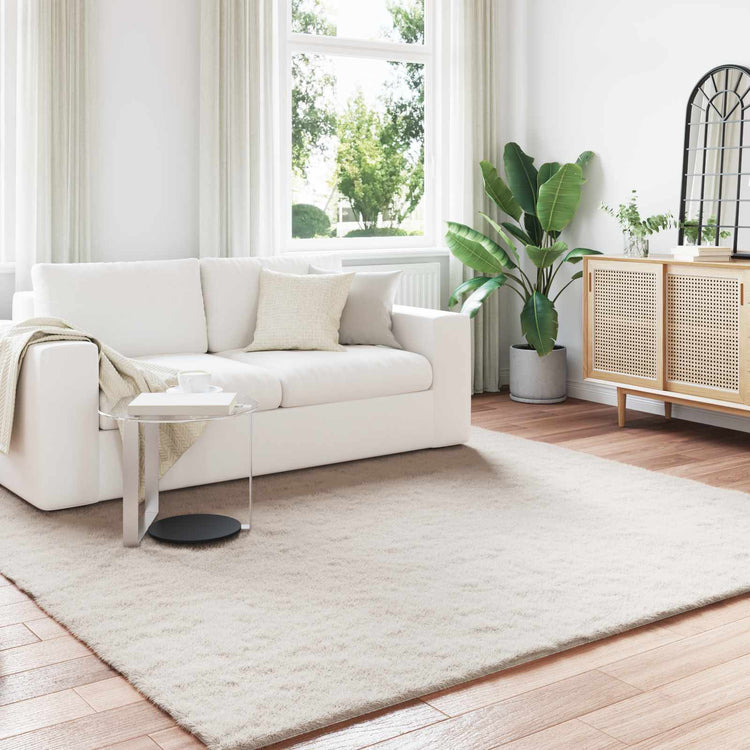 Vidaxl antislip vloerkleed van imitatie konijnenbont olite beige