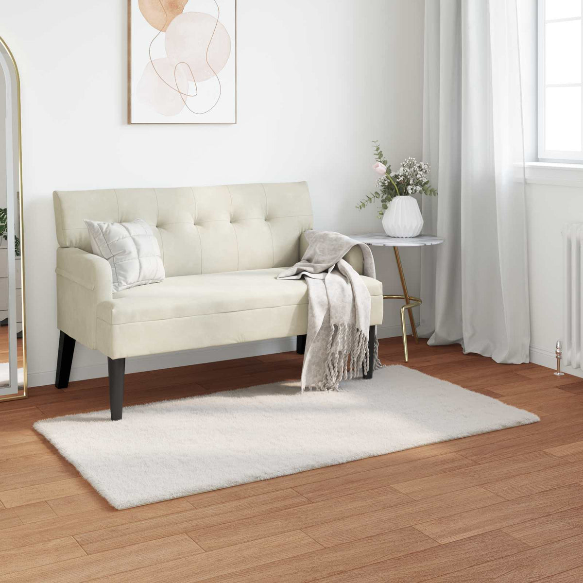 Vidaxl antislip vloerkleed van imitatie konijnenbont olite 80 x 150 cm