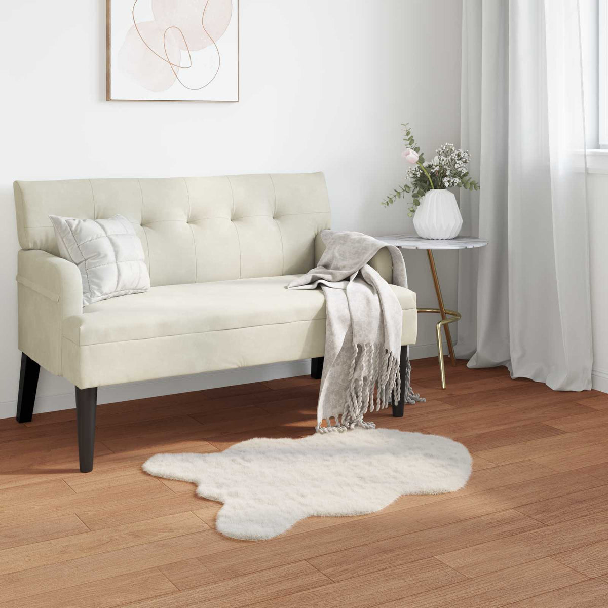 Vidaxl nep konijnenbont tapijt olite crème 50 x 80 cm polyester