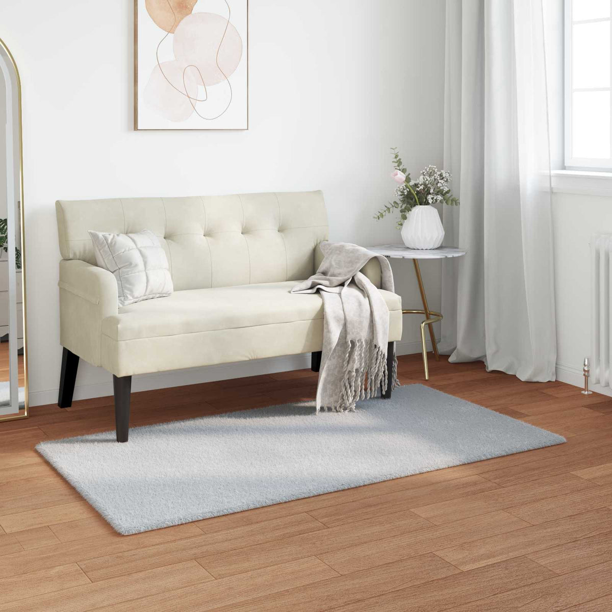 Vidaxl nep konijnenbont tapijt olite grijs 80 x 150 cm polyester