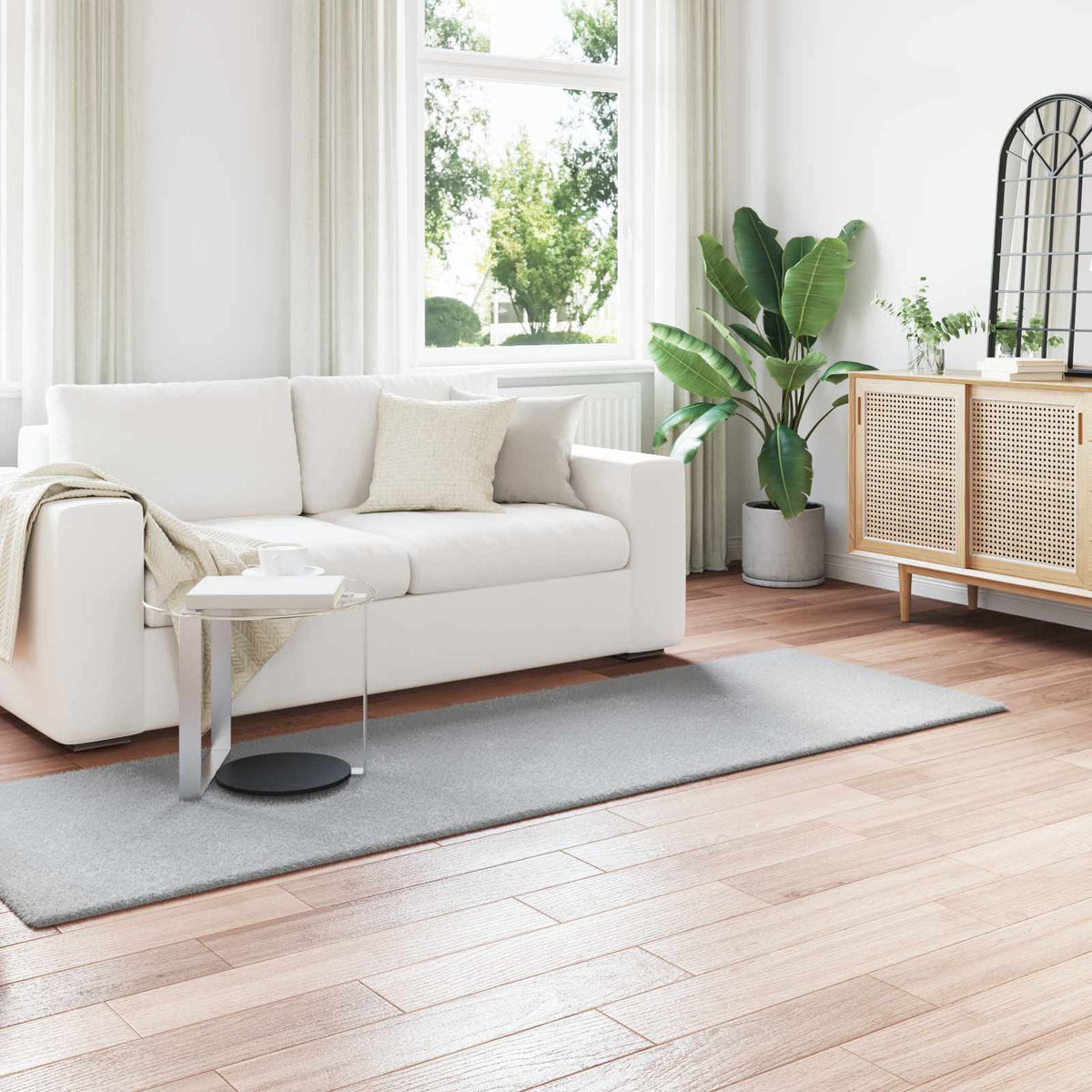 Vidaxl antislip vloerkleed van imitatie konijnenbont olite grijs