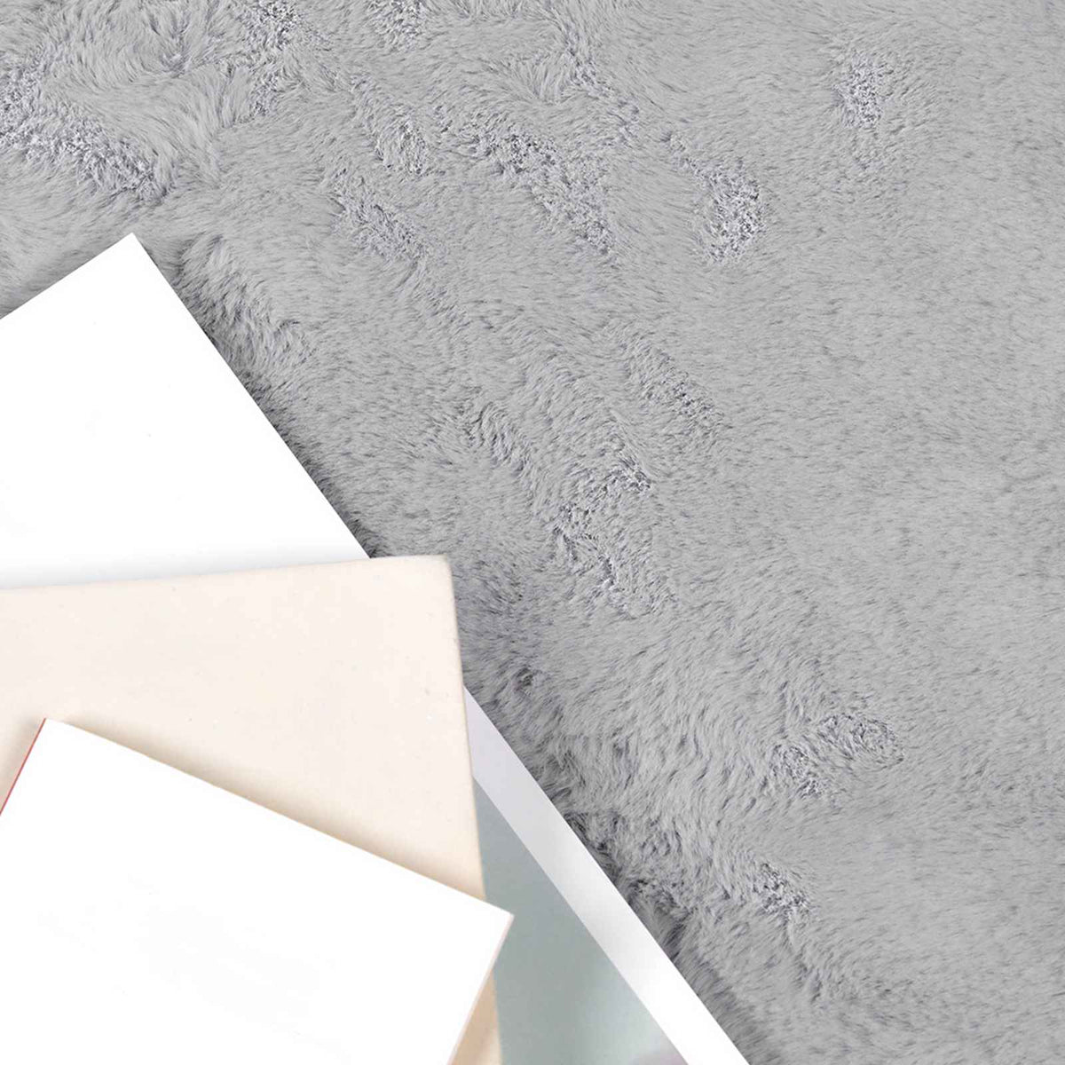 Vidaxl nep konijnenbont tapijt olite grijs 200 x 280 cm polyester