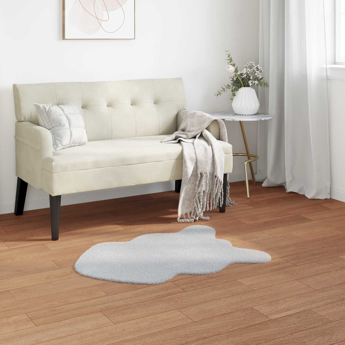 Vidaxl antislip vloerkleed van imitatie konijnenbont olite grijs