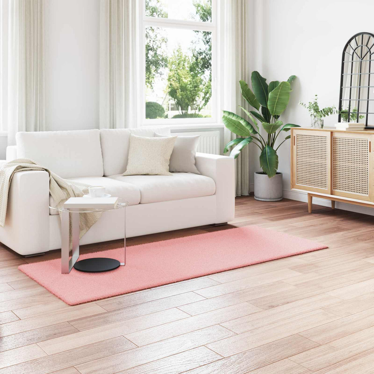 Vidaxl nep konijnenbont tapijt olite roze 80 x 200 cm polyester