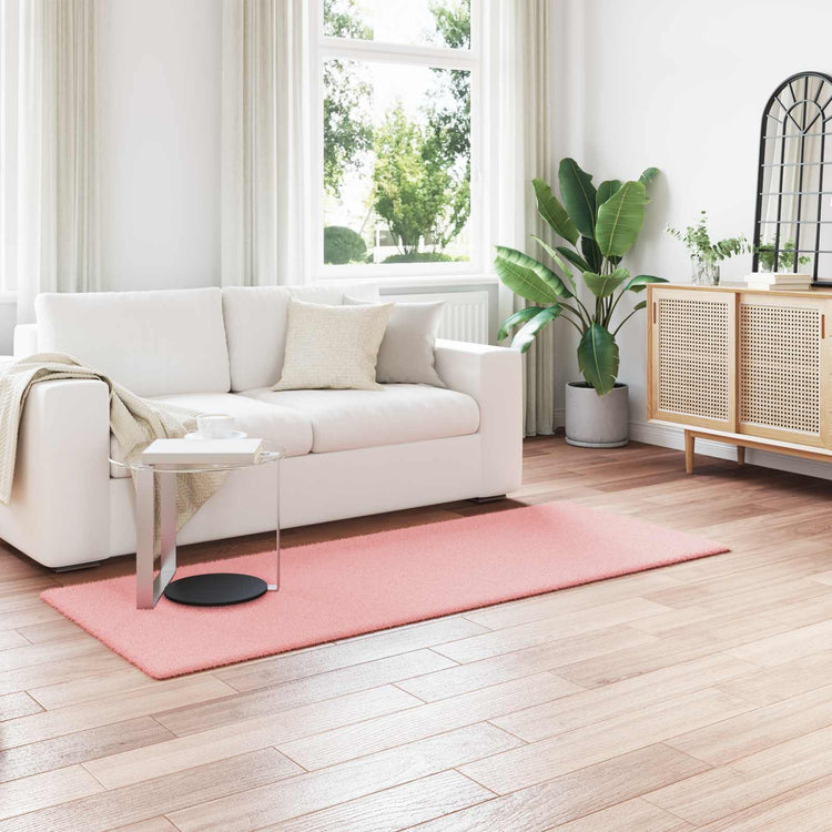 Vidaxl nep konijnenbont tapijt olite roze 80 x 200 cm polyester