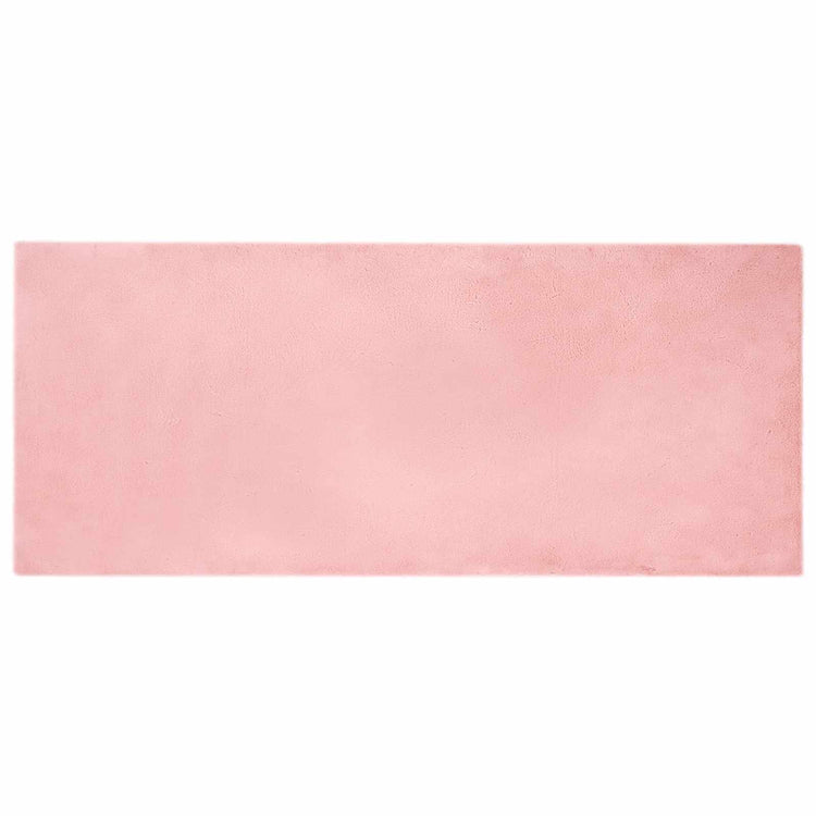 Vidaxl nep konijnenbont tapijt olite roze 80 x 200 cm polyester