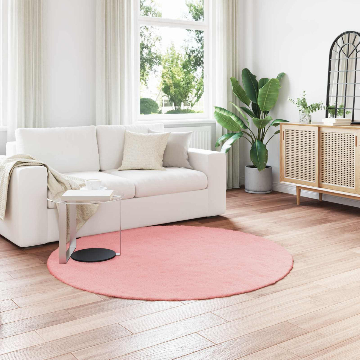 Vidaxl antislip vloerkleed van imitatie konijnenbont olite roze