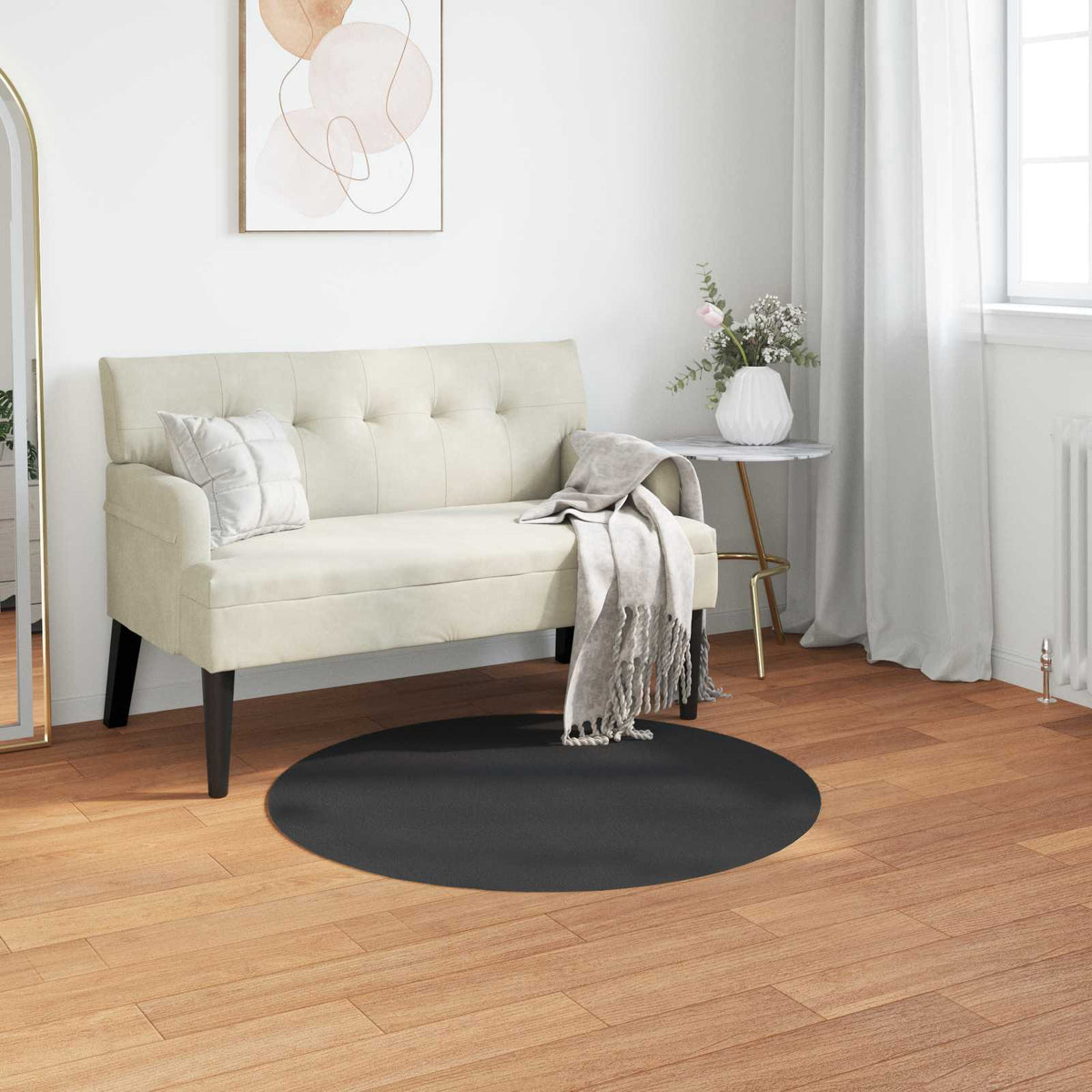 Vidaxl antislip vloerkleed van imitatie konijnenbont olite zwart