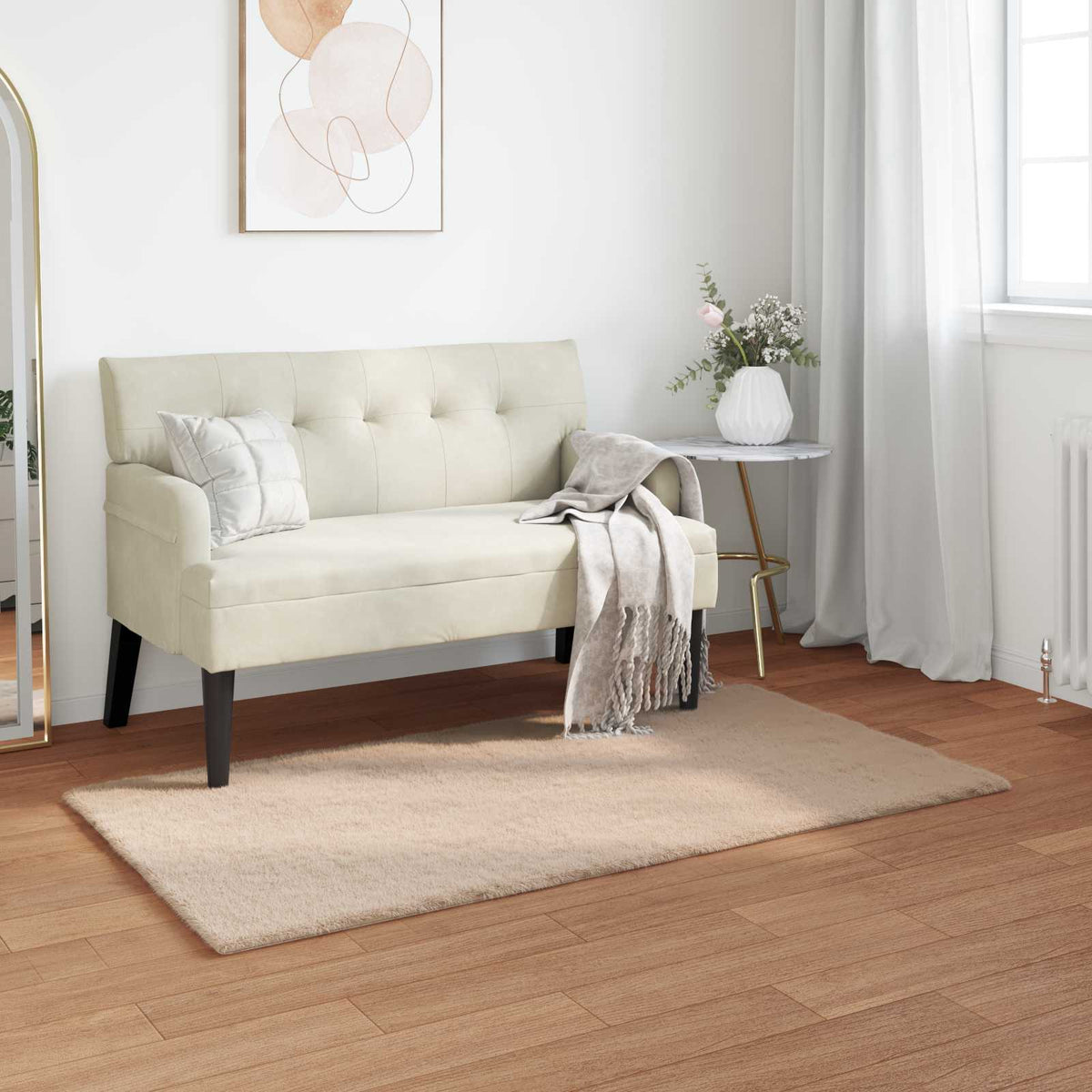 Vidaxl antislip vloerkleed van imitatie konijnenbont olite taupe