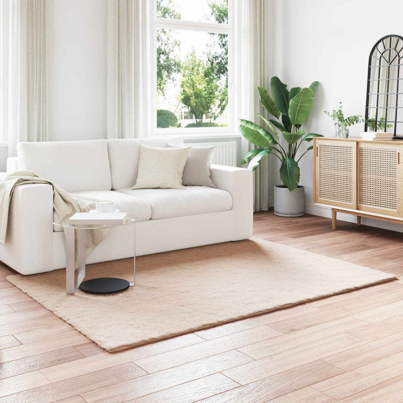 Vidaxl nep konijnenbont tapijt olite taupe 140 x 200 cm polyester