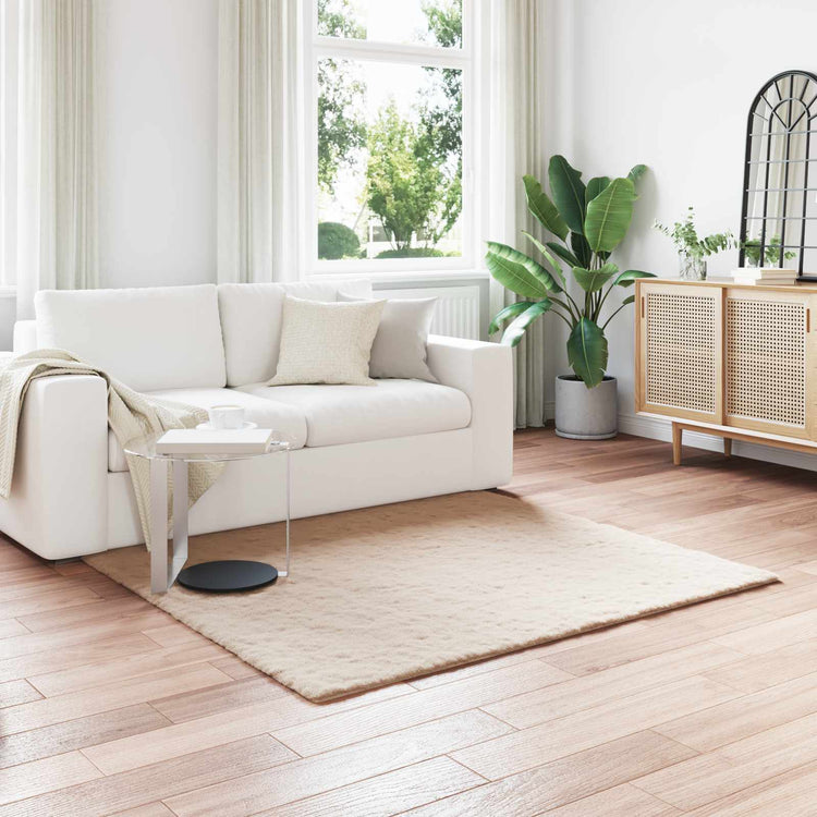 Vidaxl antislip vloerkleed van imitatie konijnenbont olite taupe