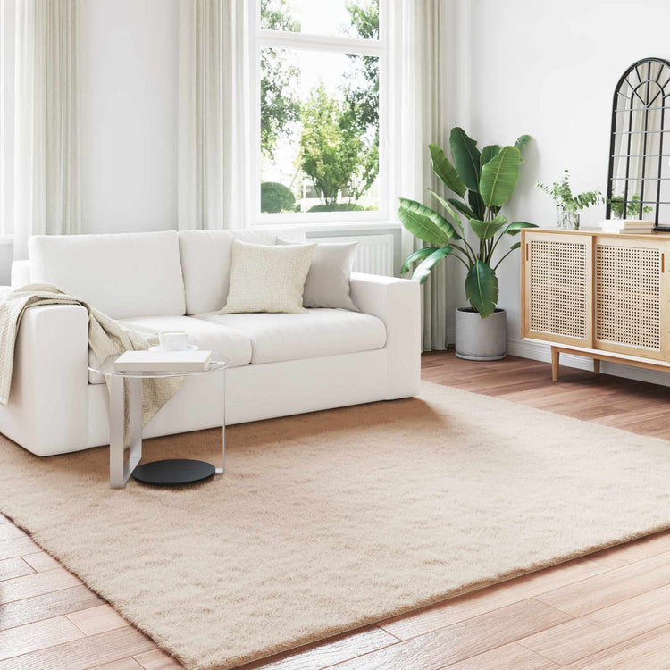 Vidaxl antislip vloerkleed van imitatie konijnenbont olite taupe