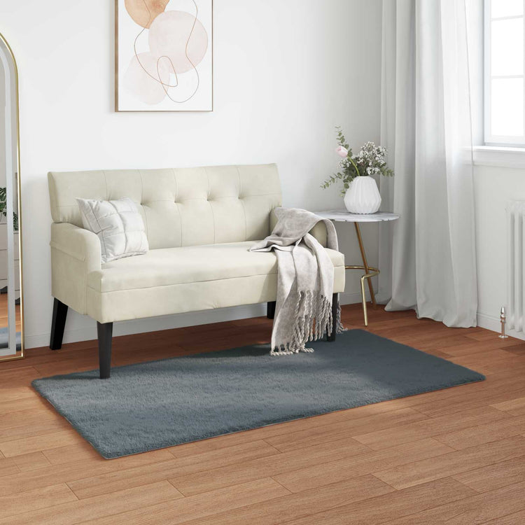 Vidaxl antislip vloerkleed van imitatie konijnenbont olite 80 x 150 cm