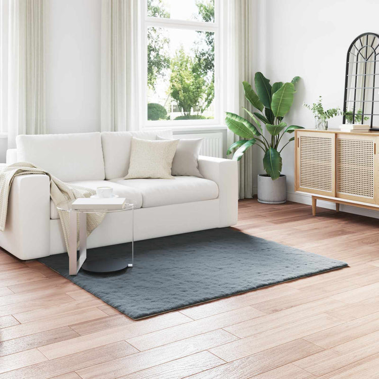 Vidaxl nep konijnenbont tapijt olite antraciet 160 x 160 cm polyester