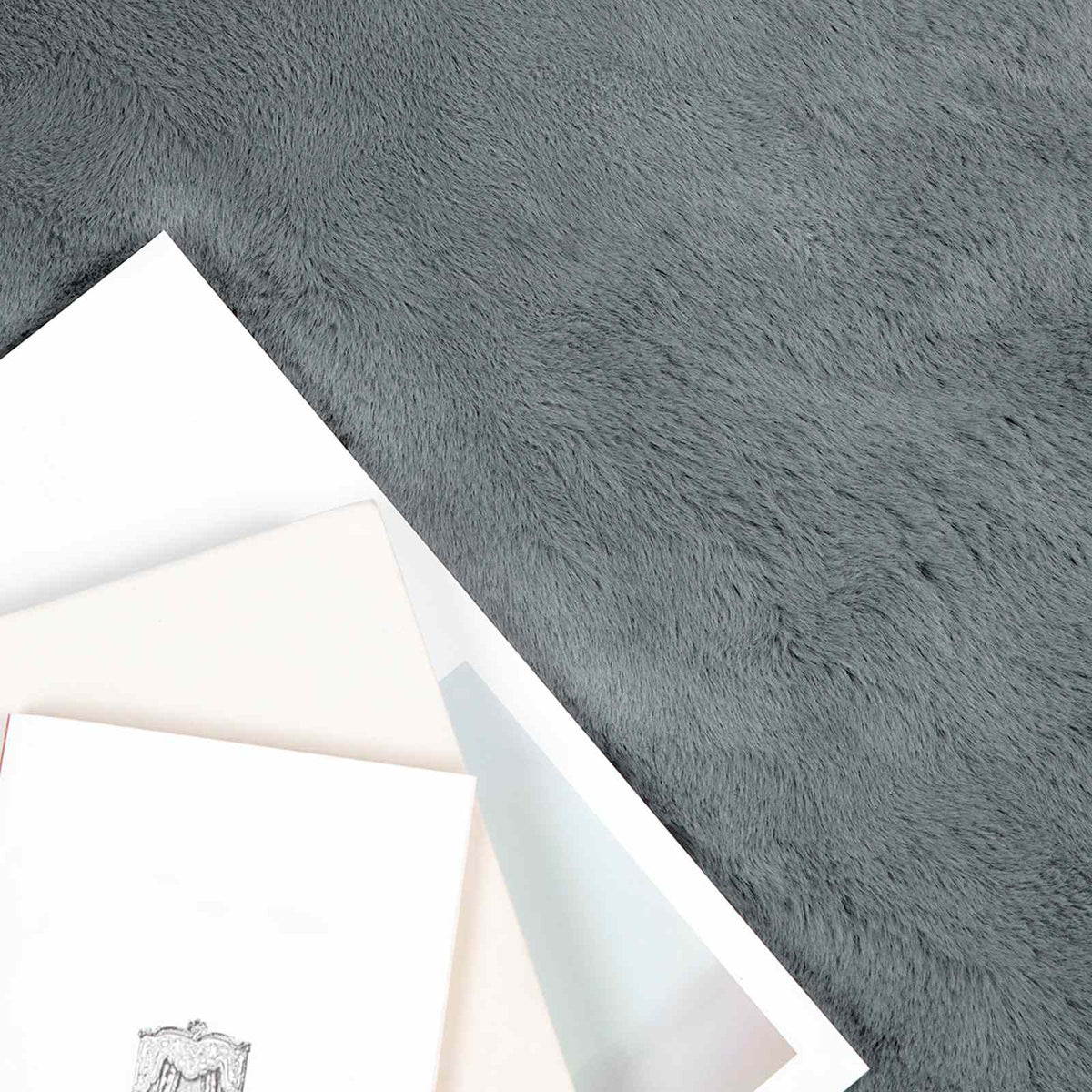 Vidaxl nep konijnenbont tapijt olite antraciet ø 80 cm polyester