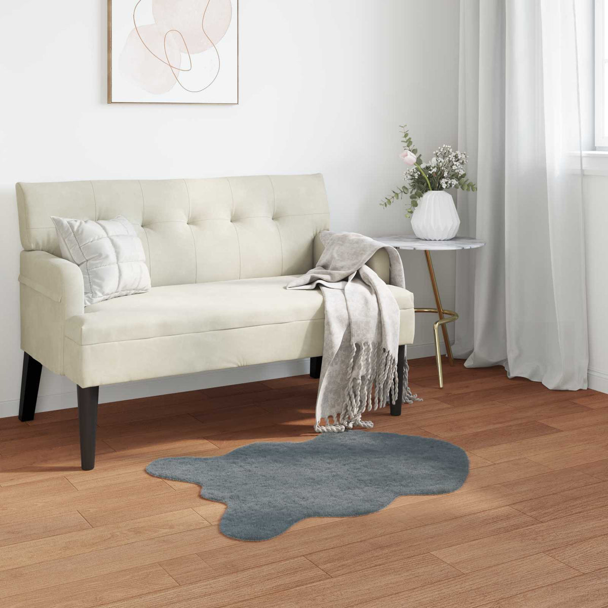 Vidaxl antislip vloerkleed van imitatie konijnenbont olite 80 x 120 cm