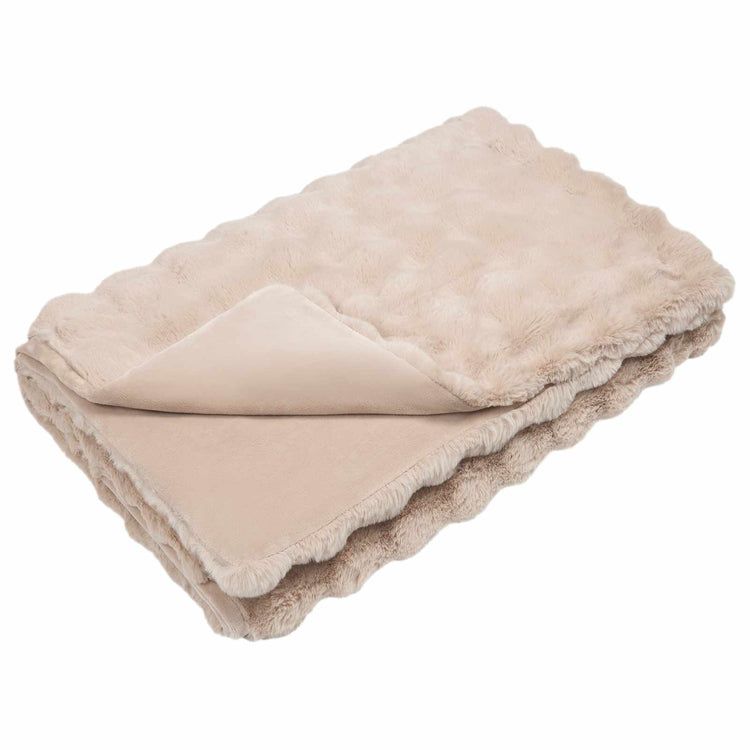 Vidaxl antislip deken van imitatie konijnenbont olite beige polyester